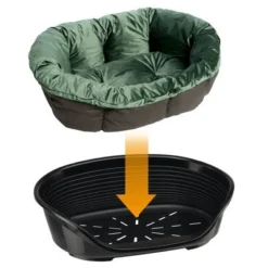 Ferplast Siesta Deluxe Black Dog Bed With Cover – Green Velvet -Happy Pet Shop 145198 84407 set aus ferplast hundekorb siesta deluxe mit berzug sof samt gr n 4