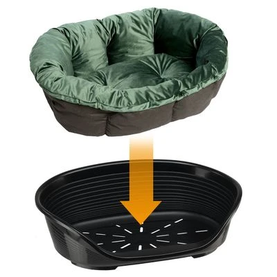 Ferplast Siesta Deluxe Black Dog Bed With Cover – Green Velvet - Image 3