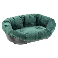 Ferplast Siesta Deluxe Black Dog Bed With Cover – Green Velvet