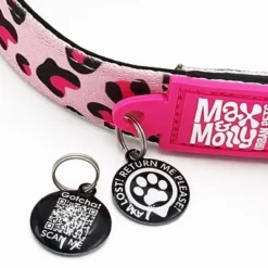 Max & Molly Leopard Pink Smart ID Dog Collar -Happy Pet Shop 190426 191097 191098 191099 maxnmolly smartid halsband leopardpink hs 07 3