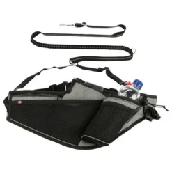 Trixie Jogging Belt With Leash - Grey/ Black -Happy Pet Shop 203777 trixie jogginggurt leine grauschwarz hs 05 8