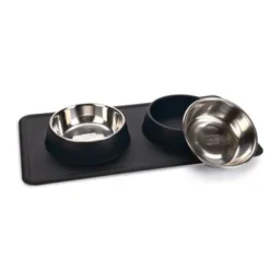Karlie Stainless Steel Silicone Dex Diner Set Dog Bowl -Happy Pet Shop 209001 karlie dinerset silikon dex schwarz hs 02 5