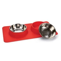 Karlie Stainless Steel Silicone Dex Diner Set Dog Bowl -Happy Pet Shop 209002 karlie dinerset silikon dex rot hs 02 8