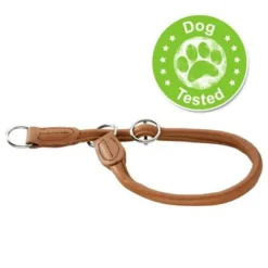HUNTER Round & Soft Dog Collar - Cognac