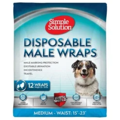 Simple Solution Disposable Diaper For Male Dogs -Happy Pet Shop 265997 pla simplesolution disposable male wrap medium hs 01 6