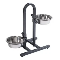 U-Shaped Dog Bowl Stand With Stainless Steel Bowls