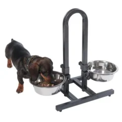 U-Shaped Dog Bowl Stand With Stainless Steel Bowls -Happy Pet Shop 313525 u hundebar 04 dsc9192 5