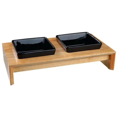 Trixie Ceramic & Wood Feeding Bowl Set 1 Trixie Ceramic & Wood Feeding Bowl Set