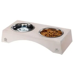 Ferplast Double Bowl Legno Made Of Wood 6 Ferplast Double Bowl Legno Made Of Wood -Happy Pet Shop 84403 ferplast doppelnapf04legno kc55 hs 03 3