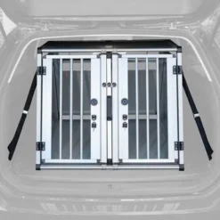Trixie Aluminium Dog Crate -Happy Pet Shop 99404 autohunde doppelbox inside car grau fg 5805 6