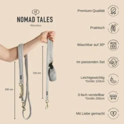 Nomad Tales Calma Dog Leash, Stone -Happy Pet Shop nomad tales calma hundeleine usps 9
