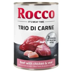 Rocco Classic Trio Di Carne Saver Pack 24 X 400g -Happy Pet Shop rocco triodicarne beefchickenveal 400g 1000x1000 1