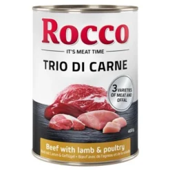 Rocco Classic Trio Di Carne 6 X 400g -Happy Pet Shop rocco triodicarne beeflambpoultryl 400g 1000x1000 7 1